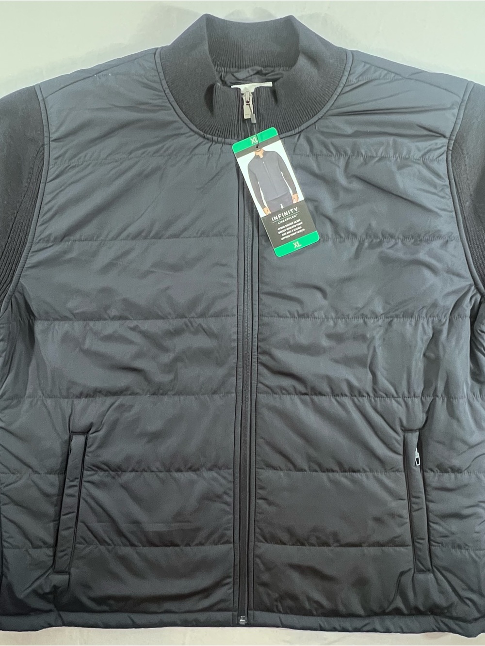 Infinity LinearFlex Hybrid Sweater Jacket XL Navy Quilted Full Zip NWT